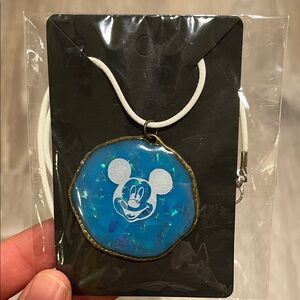 Disney Blue and White Mickey Mouse Glitter Necklace